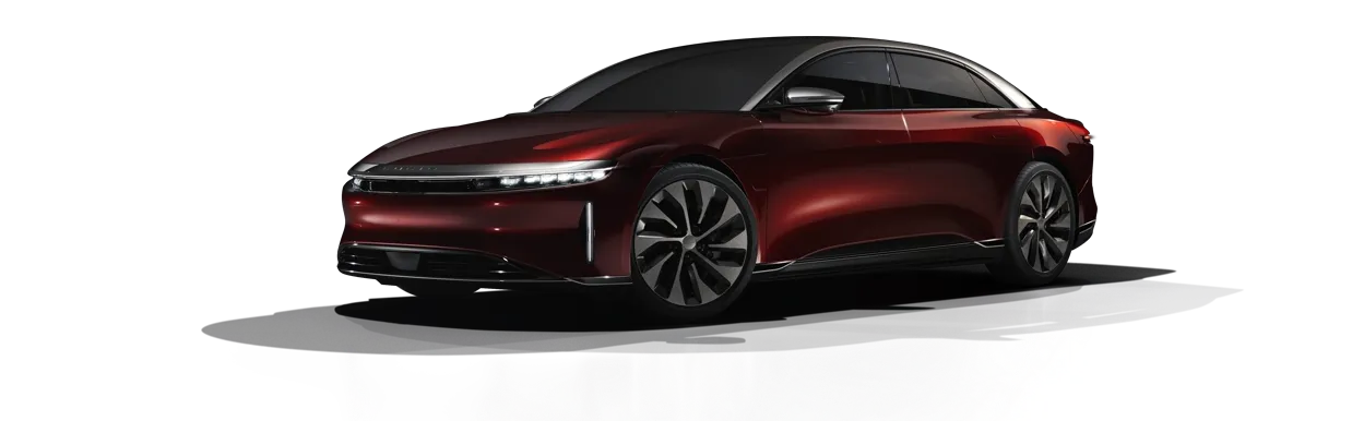 lucid motor red car 
