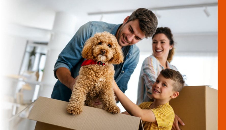 Family with puppy
